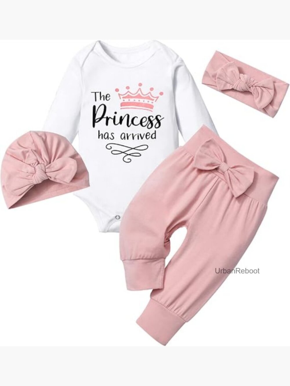 Infant Newborn Long Sleeve Romper Pant Set Headband Hat